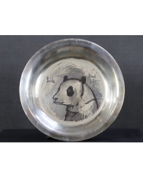 Talerz z pandą. Srebro....