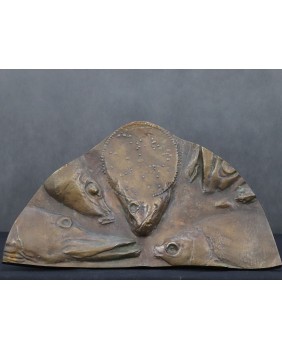 Ryby. Płaskorzeźba. Brąz....
