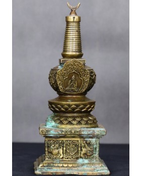 Stupa wotywna. Brąz. Tybet....
