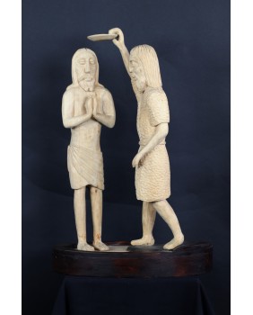 Chrzest w Jordanie. Drewno....