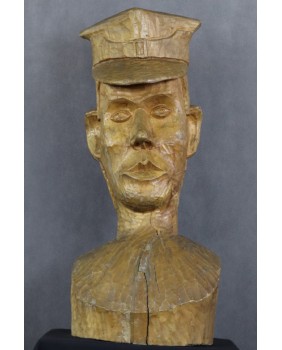 Portret żołnierza. Drewno....